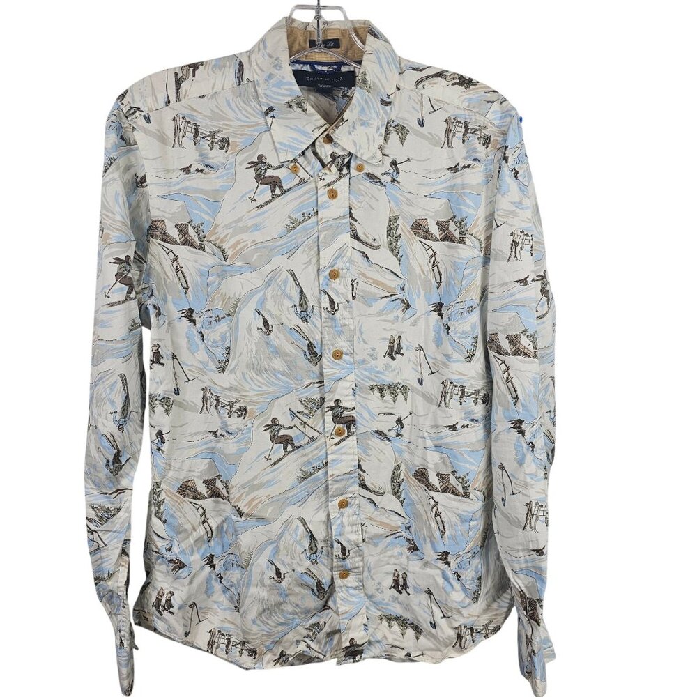 Tommy Hilfiger Womens S White Skiing‎ Graphic Top Alpine Outdoor Winter Sports